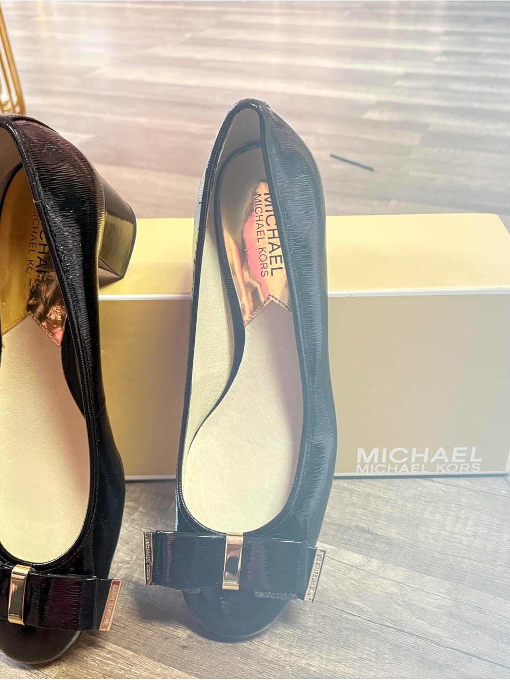 Michael Kors Black Patent Bow Ballet Flats